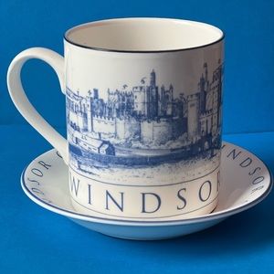 Windsor Castle Wenceslaus Holler Fine Bone China Mug and Saucer England Souvenir